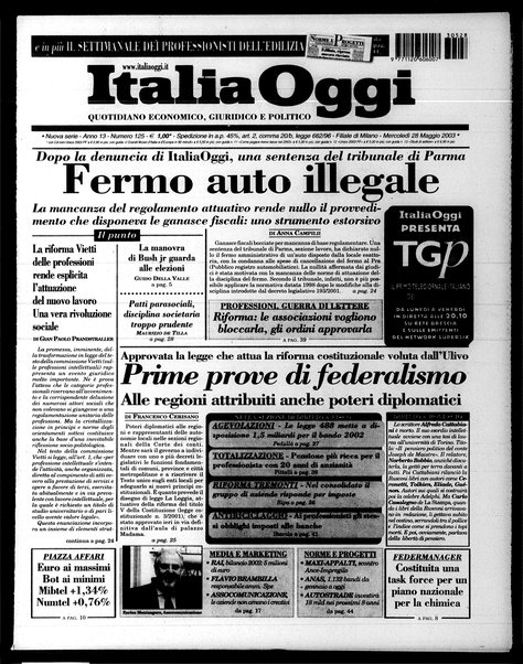 Italia oggi : quotidiano di economia finanza e politica